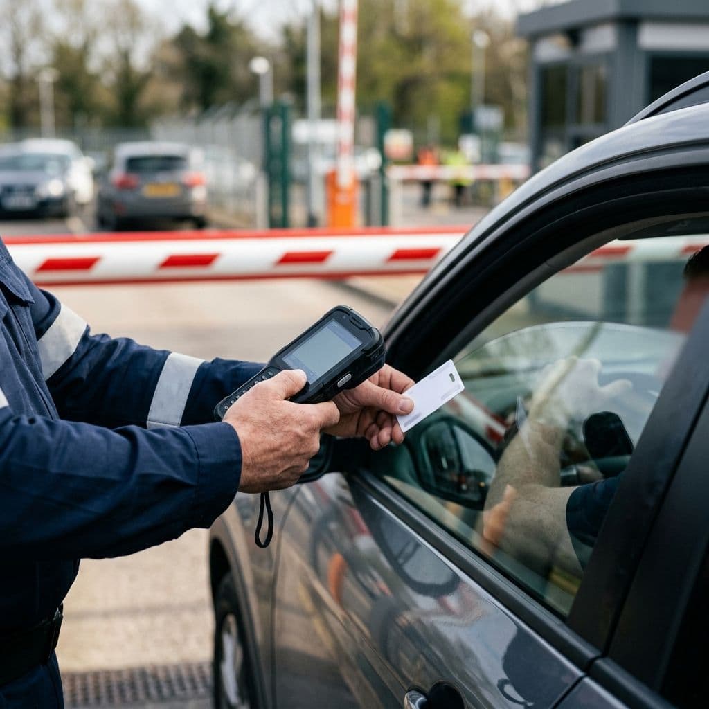 Handheld License Scanner at a boom gate