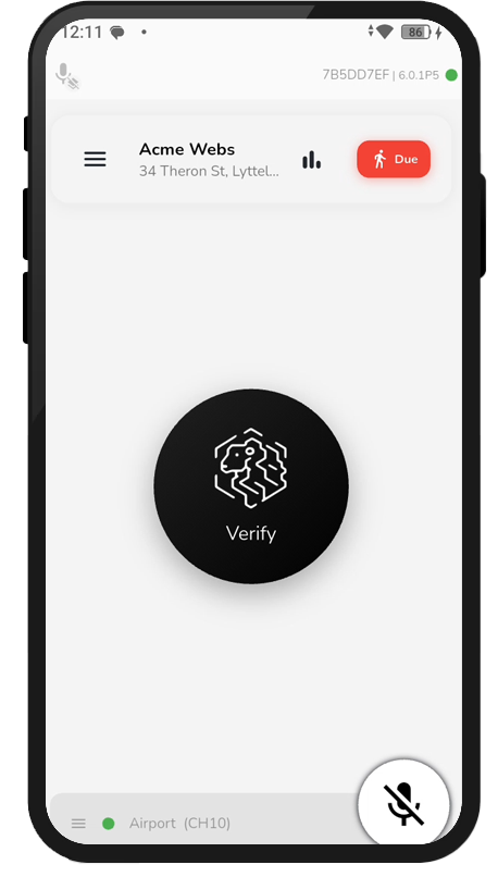 Shepherd mobile app home screen with clock-in and daily actions